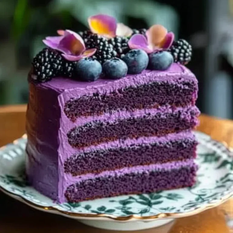 Royal Purple Velvet Cake with Creamy Vanilla Frosting Recipe