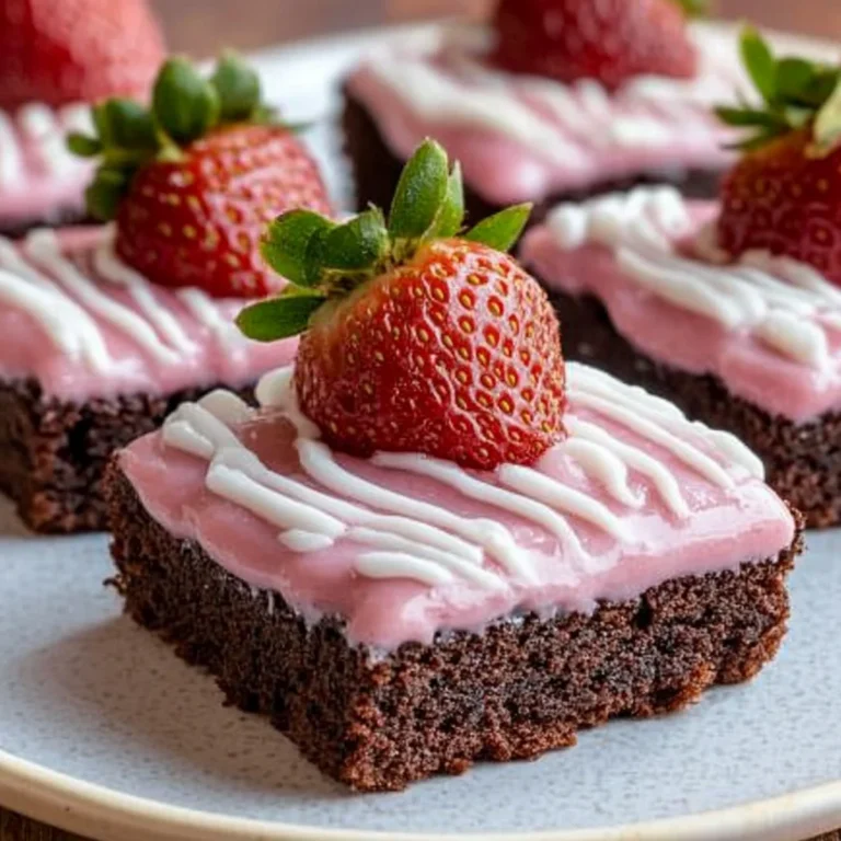 Strawberry Frosted Heart-Shaped Brownies Recipe