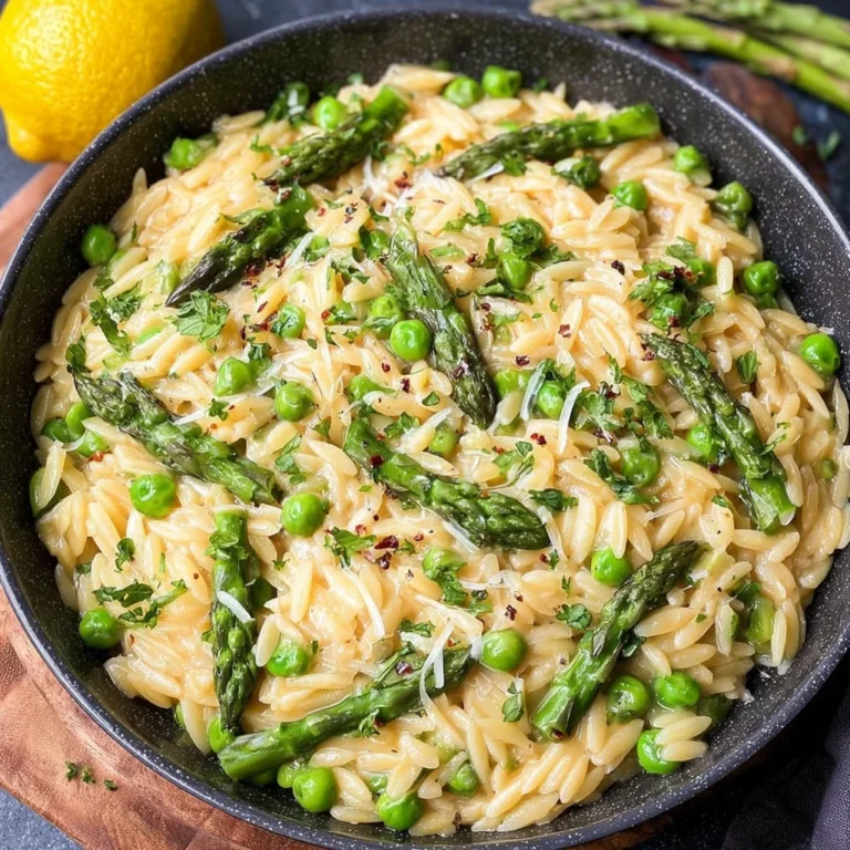 One Pot Orzo with Asparagus and Peas Recipe