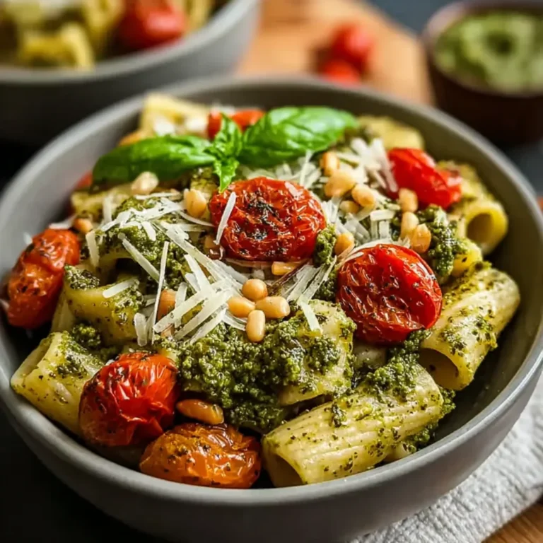 Pesto Pasta With Roasted Tomatoes Recipe