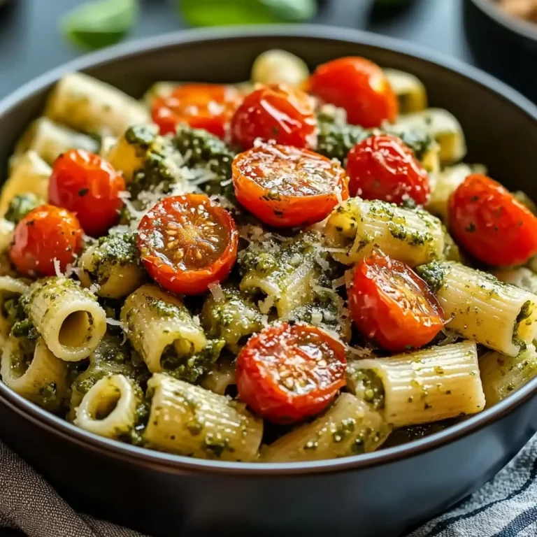 Pesto Pasta With Roasted Tomatoes Recipe