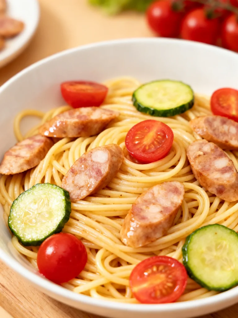 Chicken Sausages with Zucchini, Tomatoes, and Pasta Recipe