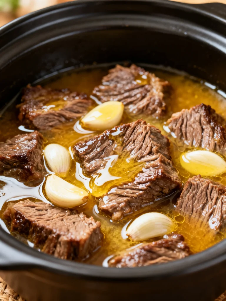 Slow Cooker Garlic Butter Beef Bites Recipe