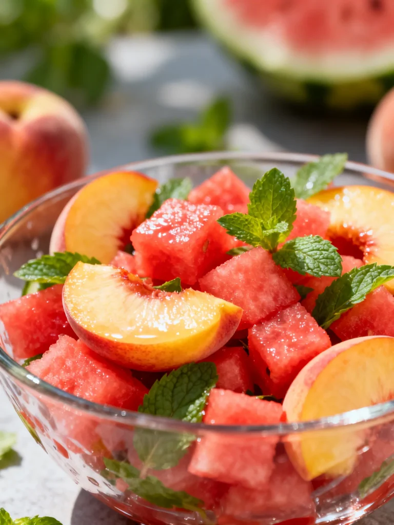 Easy Summer Peach Watermelon Salad Recipe