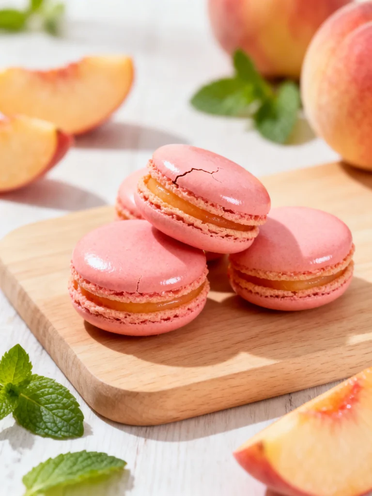Peach Macarons With Fresh Peaches and Cream Recipe