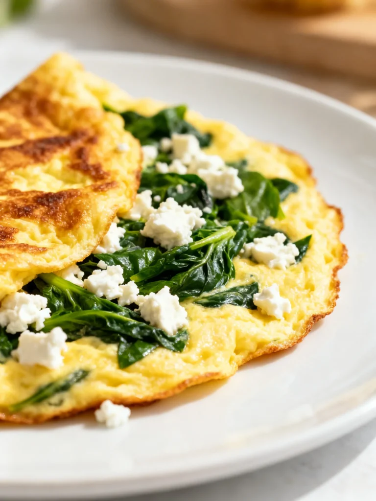 15 Minute Spinach and Feta Omelet Recipe