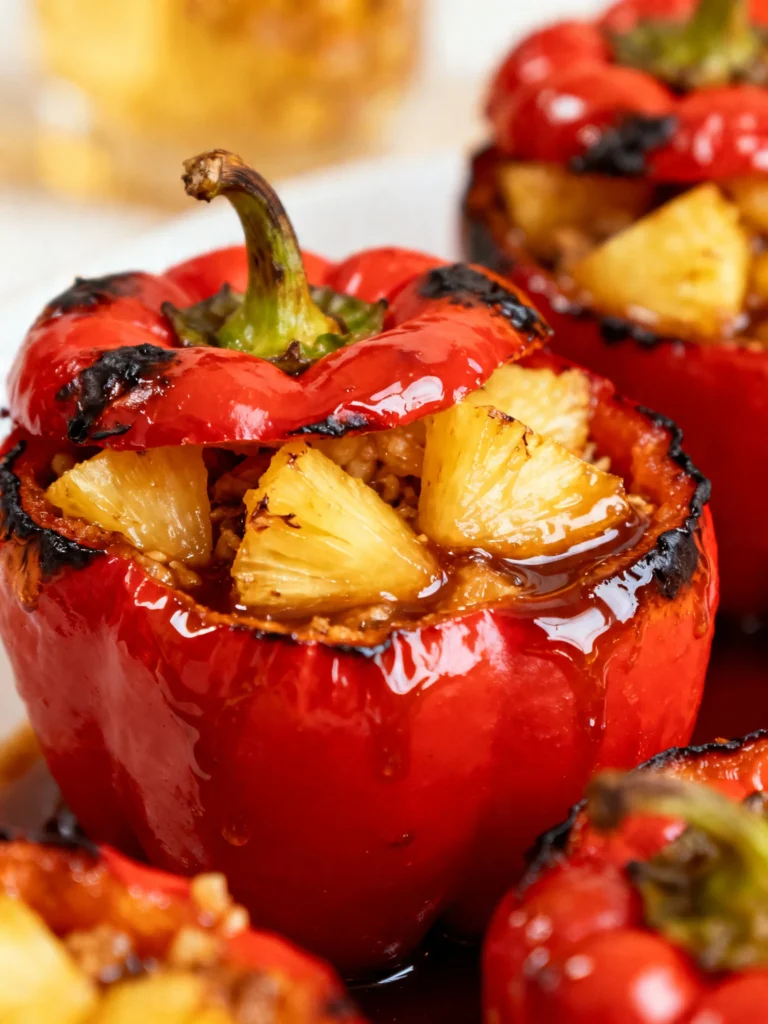 Teriyaki Pineapple Chicken and Rice Stuffed Peppers Recipe