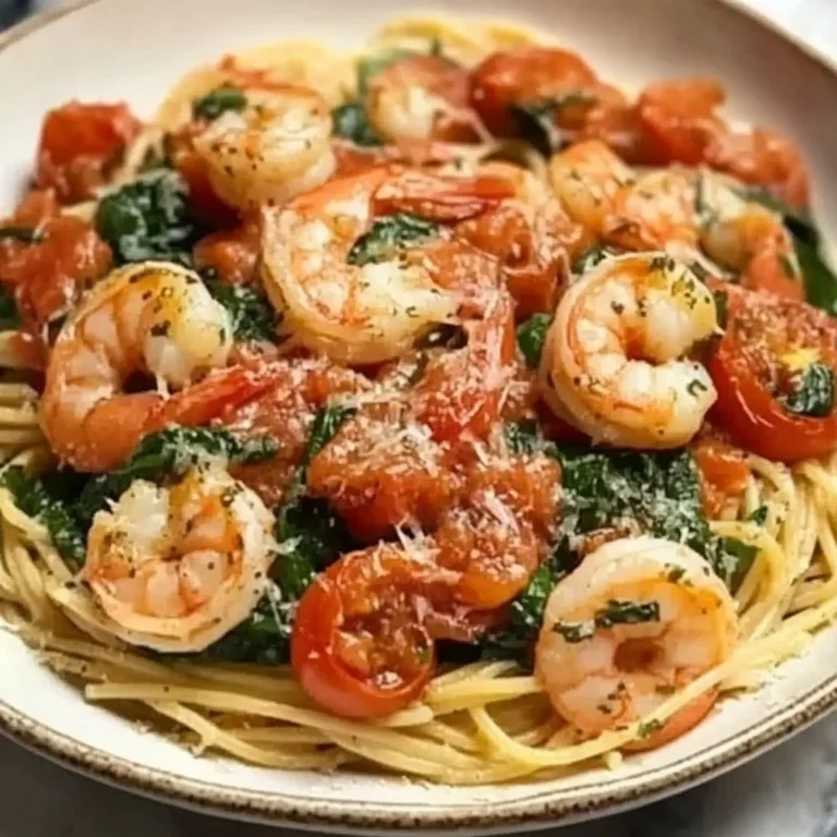 Tomato Spinach Shrimp Pasta Recipe