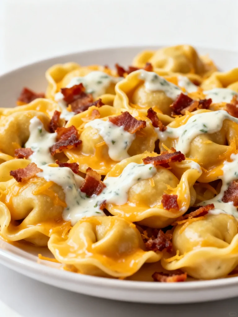 Cheddar Bacon Ranch Tortellini Salad Recipe