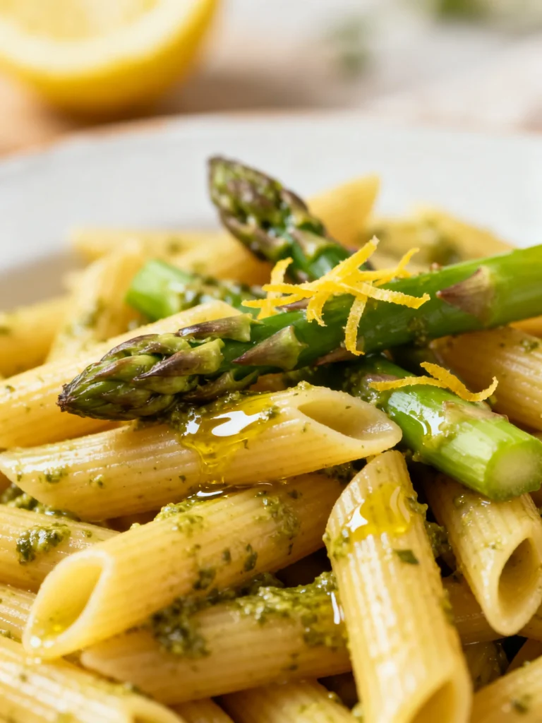 Penne with Asparagus and Lemon Pesto Recipe