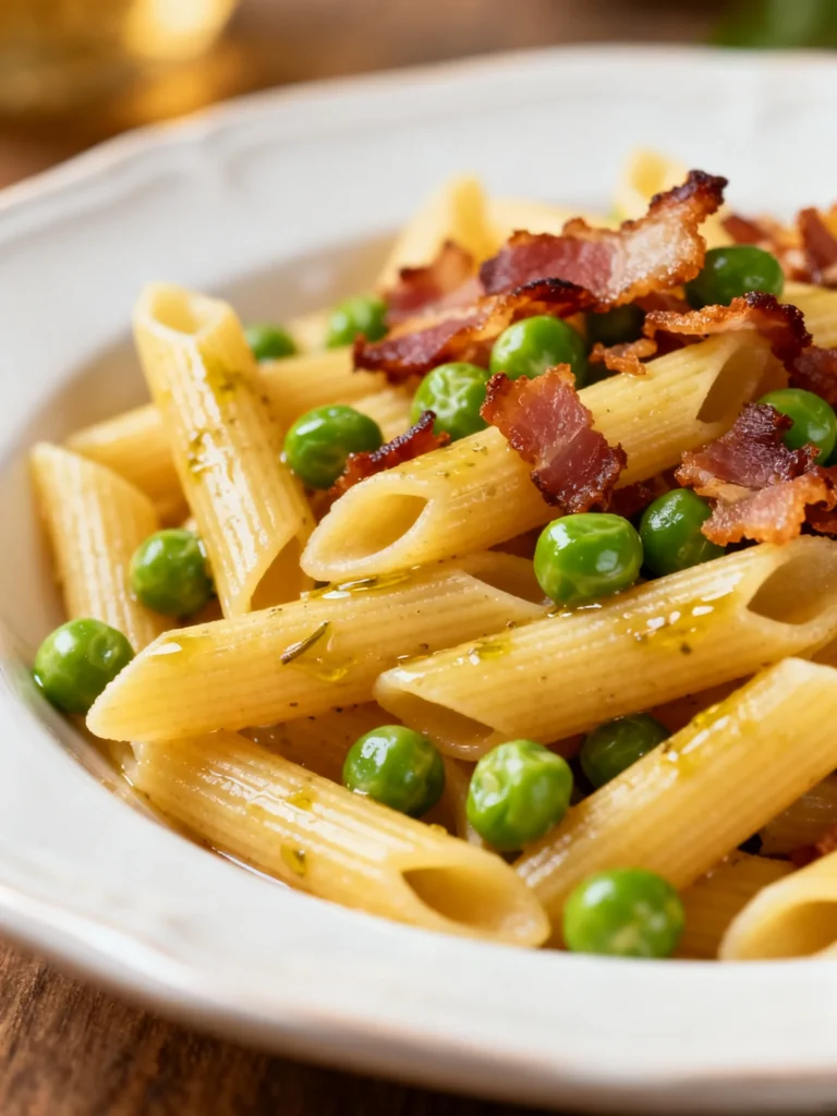Penne Pasta, Peas and Bacon Recipe