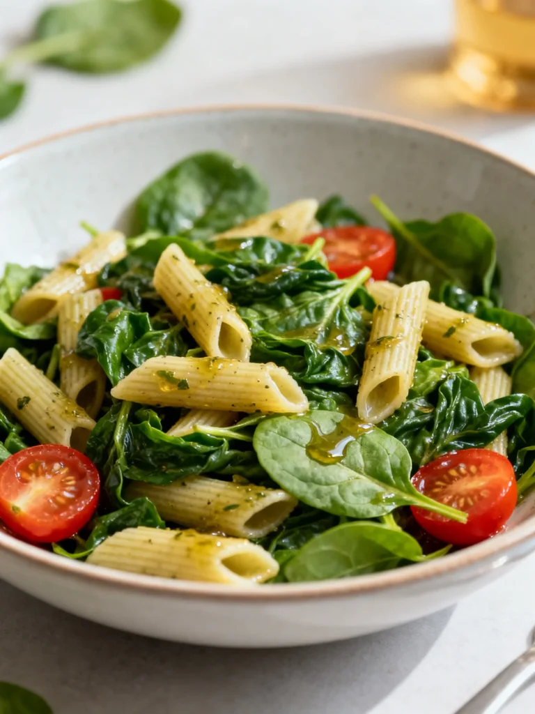 Nutritious Spinach Pasta Salad with Feta and Cranberries