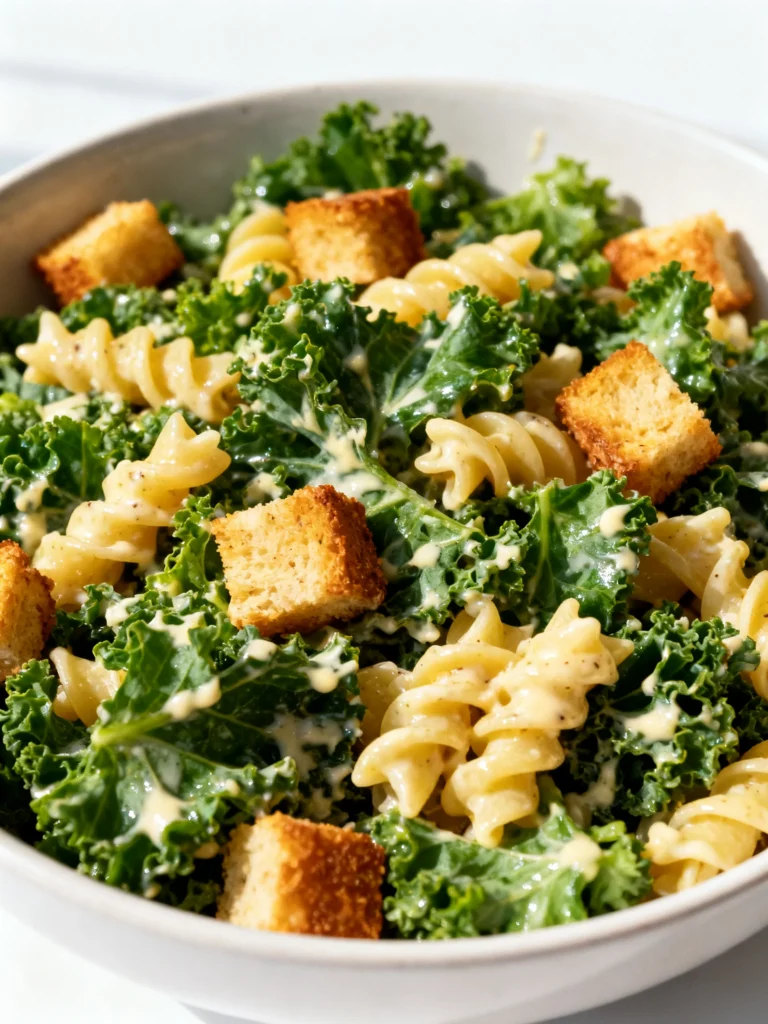 Kale Caesar Pasta Salad Recipe