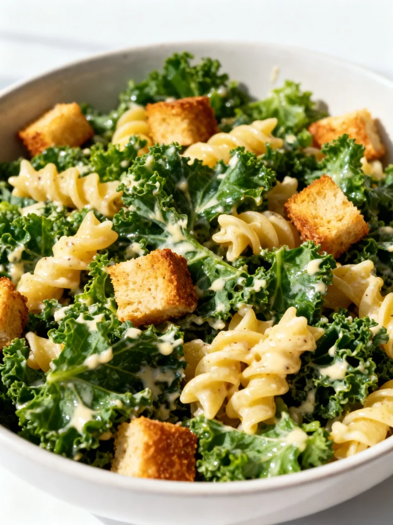 Kale Caesar Pasta Salad Recipe