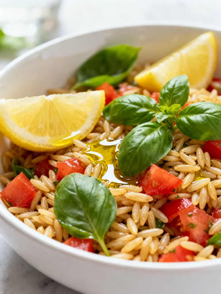 Lemon Basil Orzo Pasta Salad Recipe