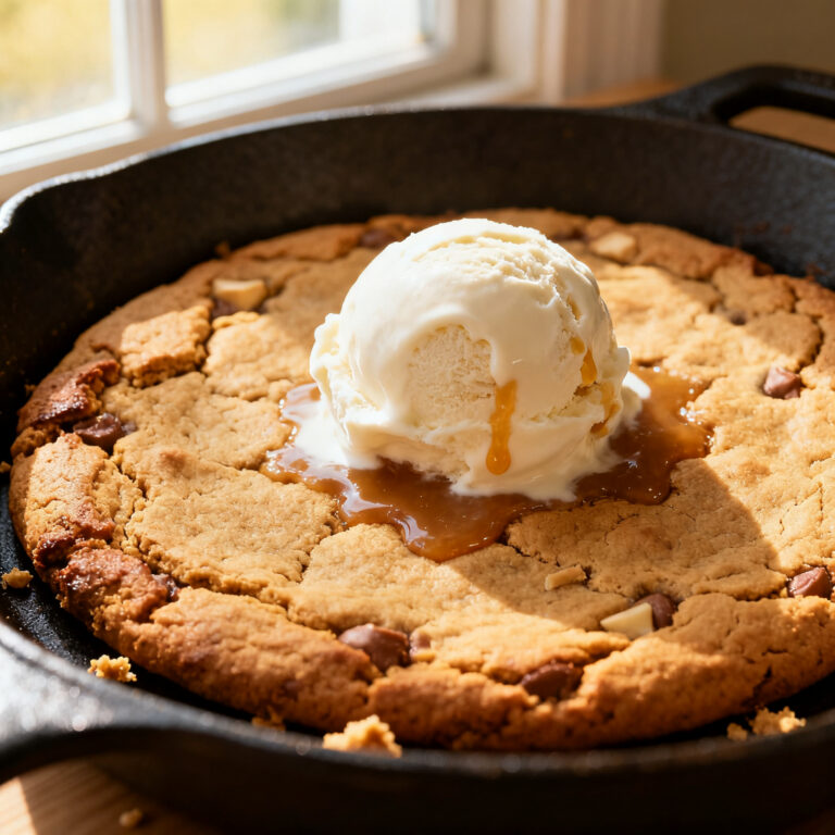 Peanut Butter Skillet Cookie with Ice Cream